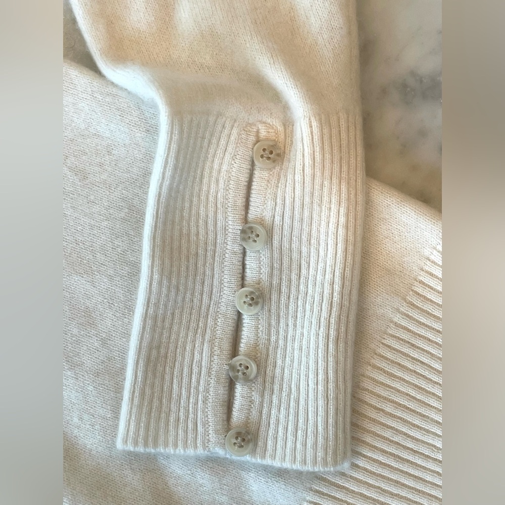 NAADAM Cashmere Buttoned V-Neck Sweater, Cream, XS - Picture 15 of 16